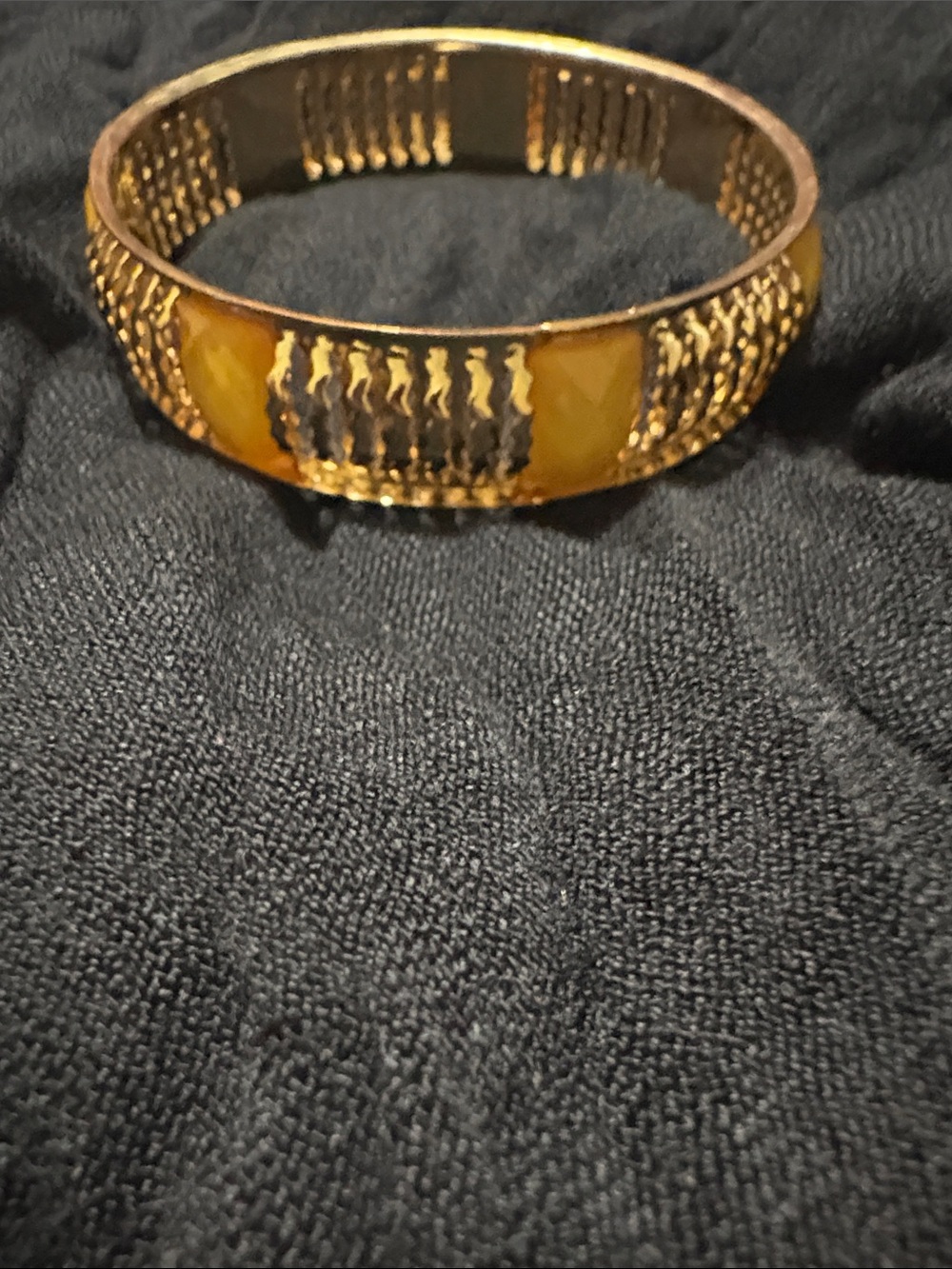 Gold-Tone Yellow Inlay Women's Bangle Bracelet